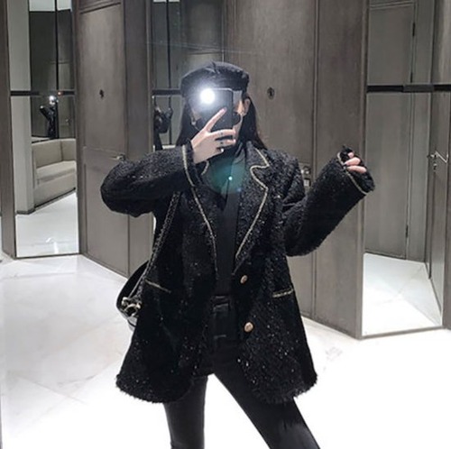 ツイードジャケット 韓国 レディース 秋冬 アウター ジャケット ツイードコート フリンジ ゴールドボタン 大人可愛い フォーマル 長袖 ツイードジャケット 韓国 レディース 秋冬 アウター