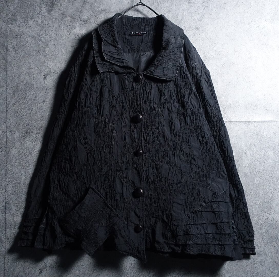 EURO Black Wrinkled Asymmetrical Design Jacket