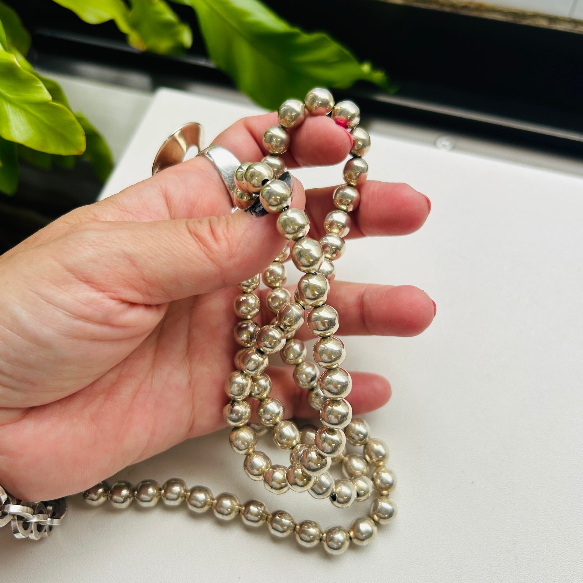Mexico シルバー 8mm ボールビーズ LONG ネックレス（72cm） | Milo