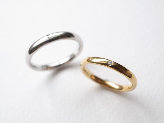 【pairing・stamp】K18YG Diamond・Pt900/oval ring