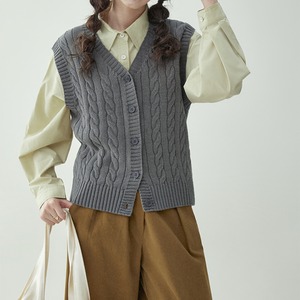 v neck single breasted knit vest