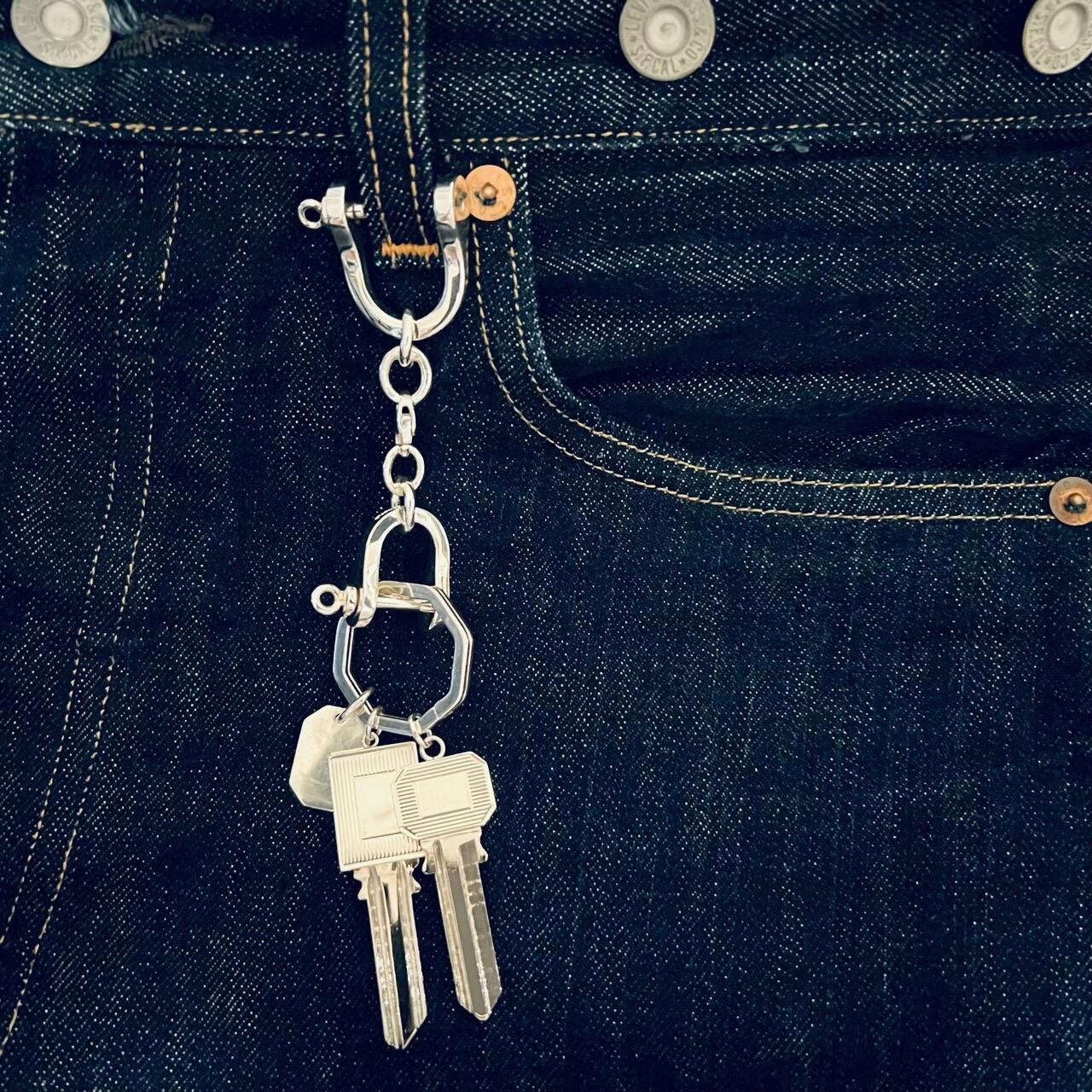 VINTAGE TIFFANY & CO. Double Shackle Key Chain Sterling Silver 