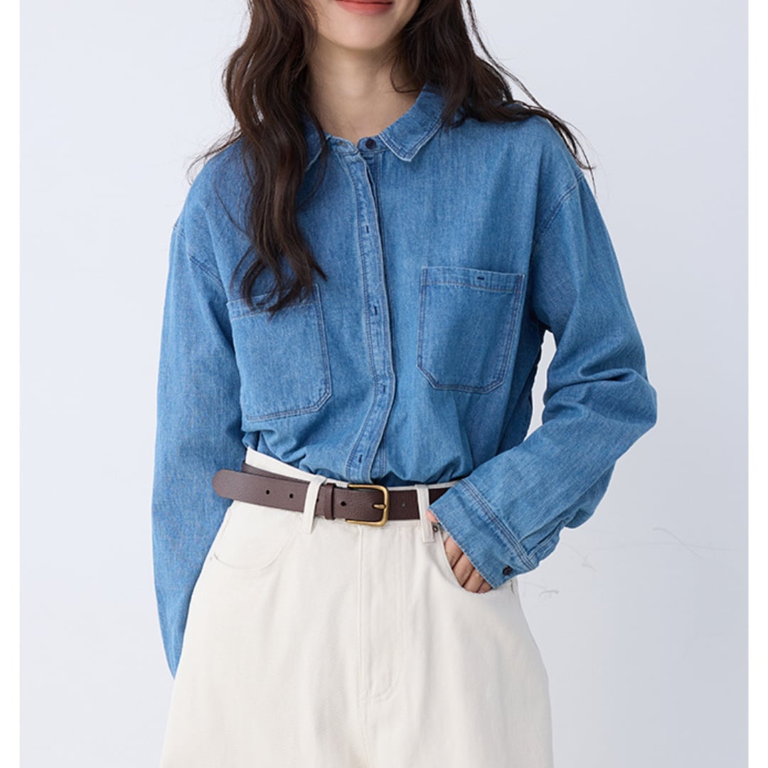drawstring retro denim shirt