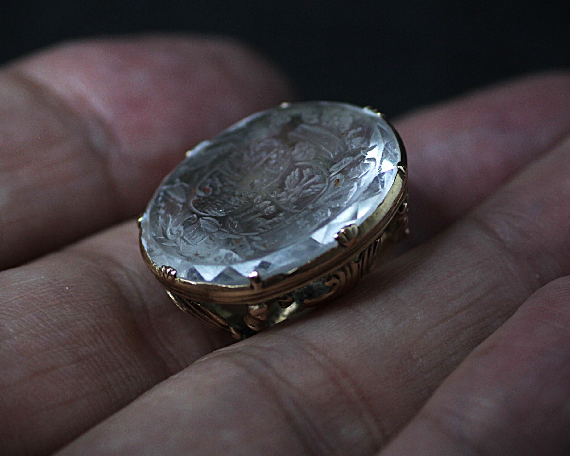 Rock Crystal Intaglio & Gold Fob seal ロココ・バロック ロック