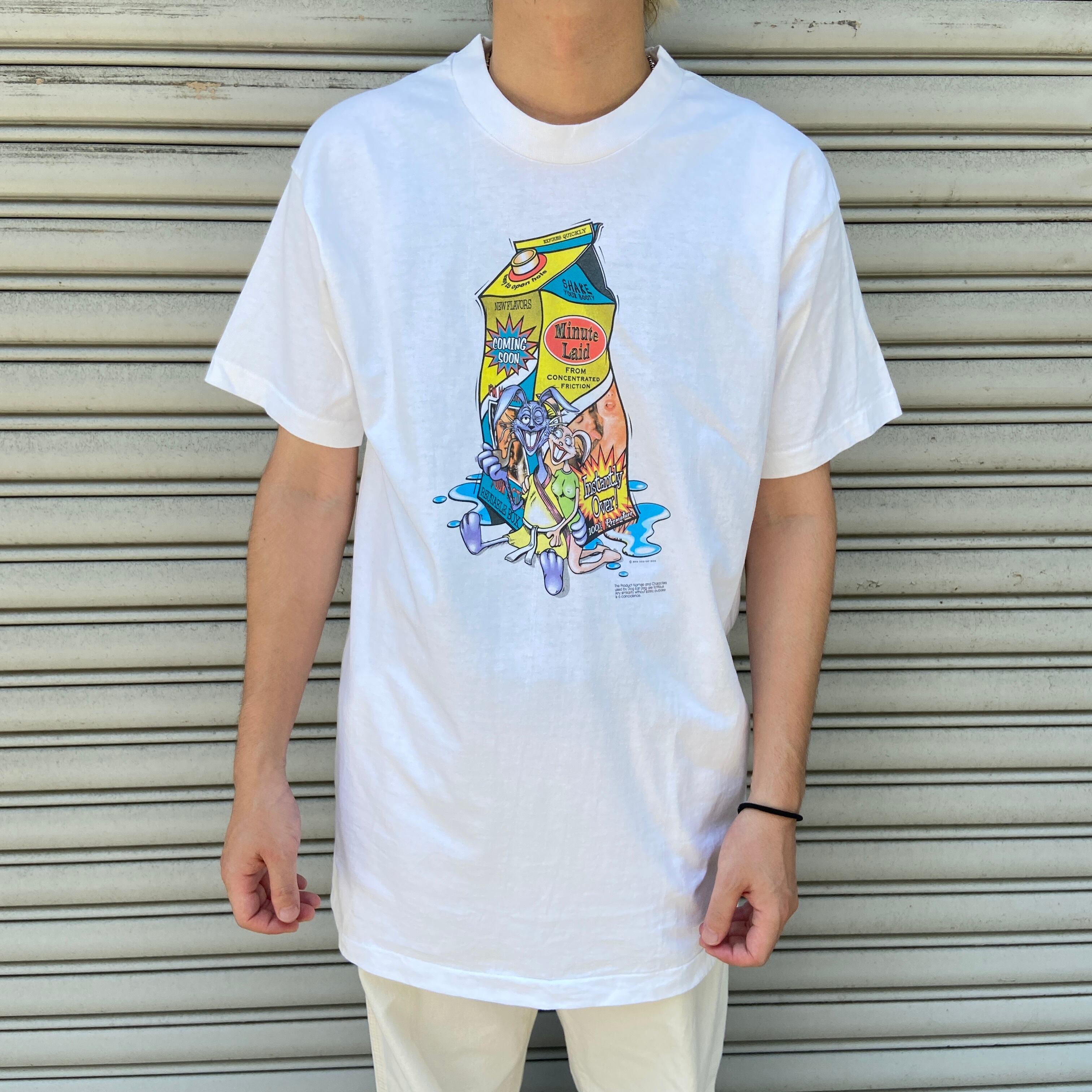 90s USA製 DOGEATDOG バンドTシャツ パロディ ホワイト L | 古着屋 Uan