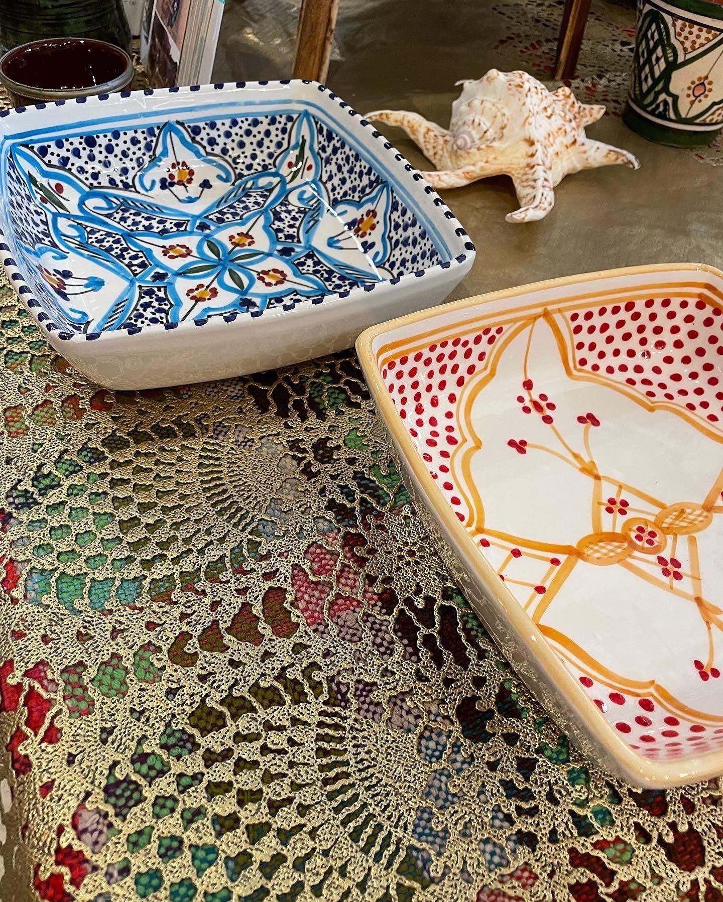 チュニジア SLAMA陶器手描き 四角深皿 D18×18cm | plusgardensshop