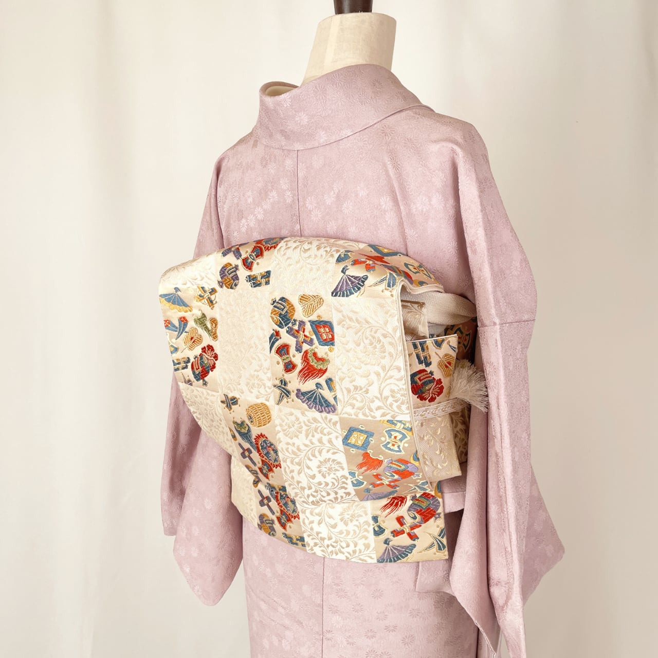 正絹袋帯・市松宝尽くし／美品！未使用同等品 | SELECT KIMONO 華ふじ