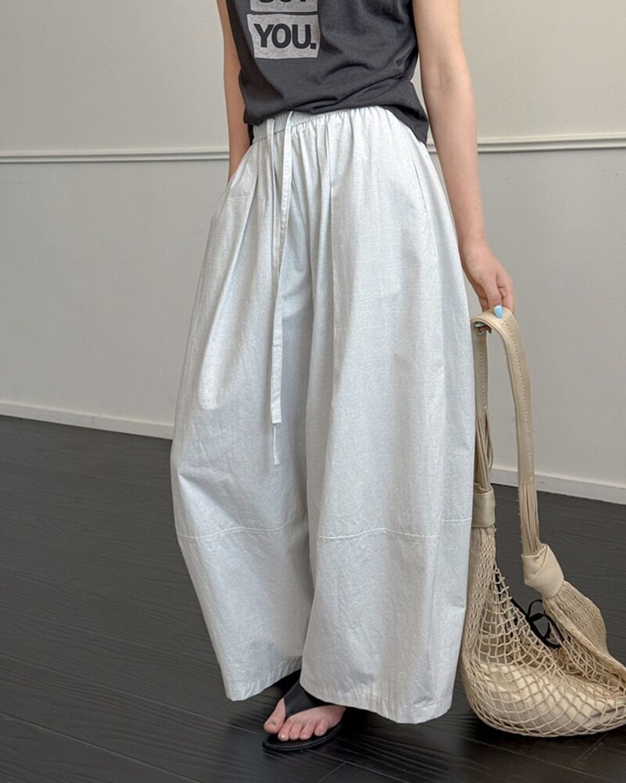 ドローストリングウエストワイドパンツ 2color A1044 - 10