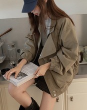 Open Color Long Sleeve Oversized Jacket    L0024