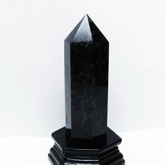 モリオン 黒水晶 六角柱 台座付属 一点物 152-4032