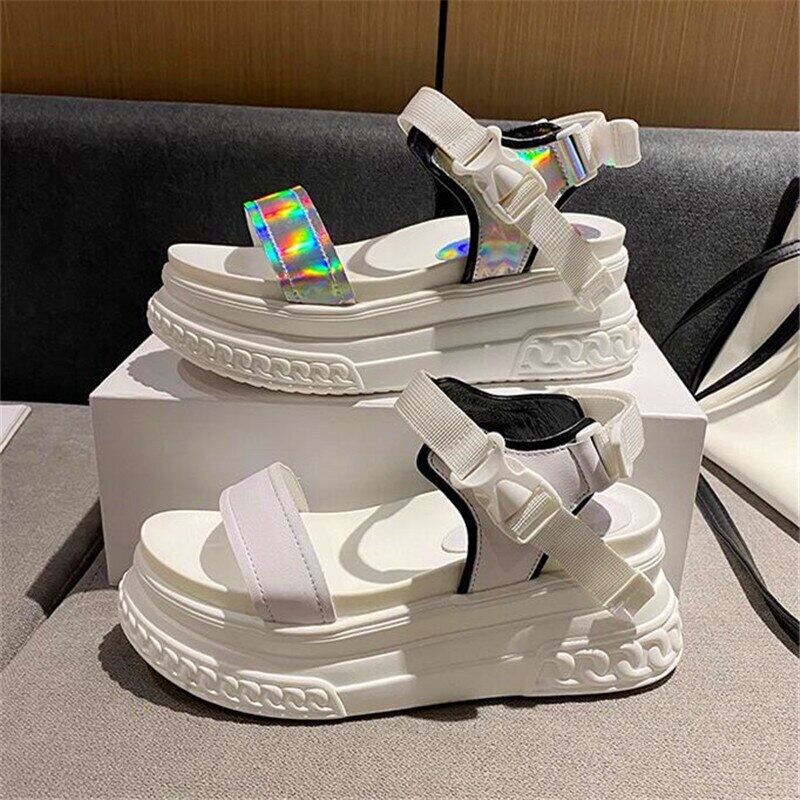 【新作】【送料無料】 高められたplatmサンダル夏の新しいつま先の開いたビーチベルクロサンダル女性の妖精ビーチサンダル 靴 シューズ サマー 夏物 10b310546550660