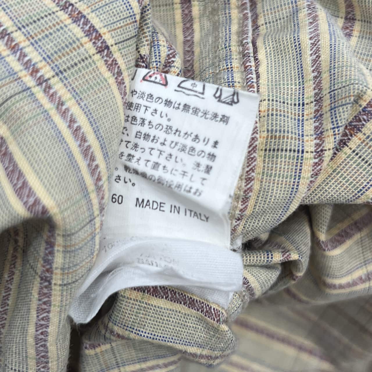 90s イタリア製 Marlboro Classics マルボロクラシックス チェック柄 BD ボタンダウン 長袖シャツ L/ベージュ系 メンズ ビンテージ