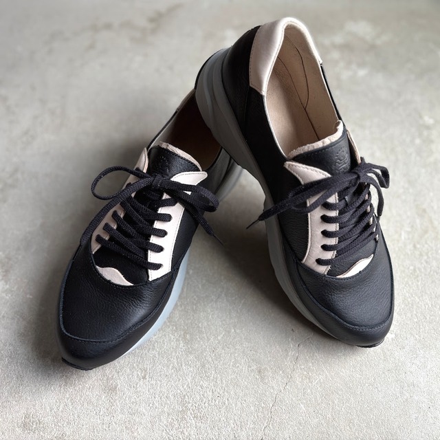 men's HAND MADE leatherスニーカー　Vibram sole　Black
