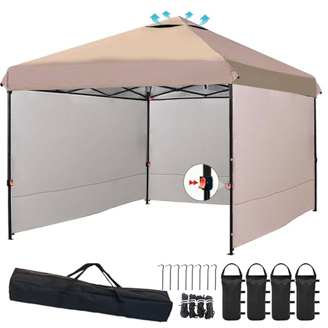 ApeexCanopy タープテント 3m×3m 【専用横幕/サイドシート3枚付属】 風