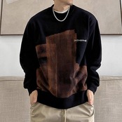 ラウンドネックプリントスウェット A30222