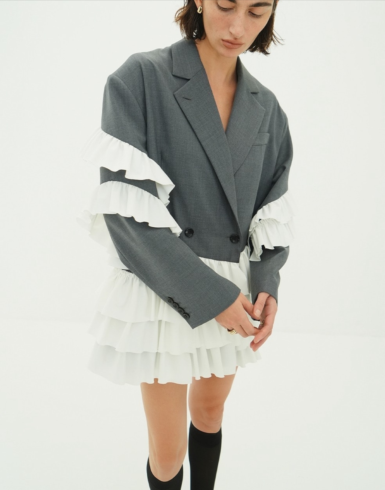 CLANE FRILLED TAILORED JACKET