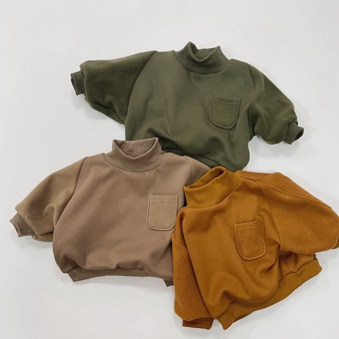 【BABY&KID】韓国風 厚手ハイネックトレーナー