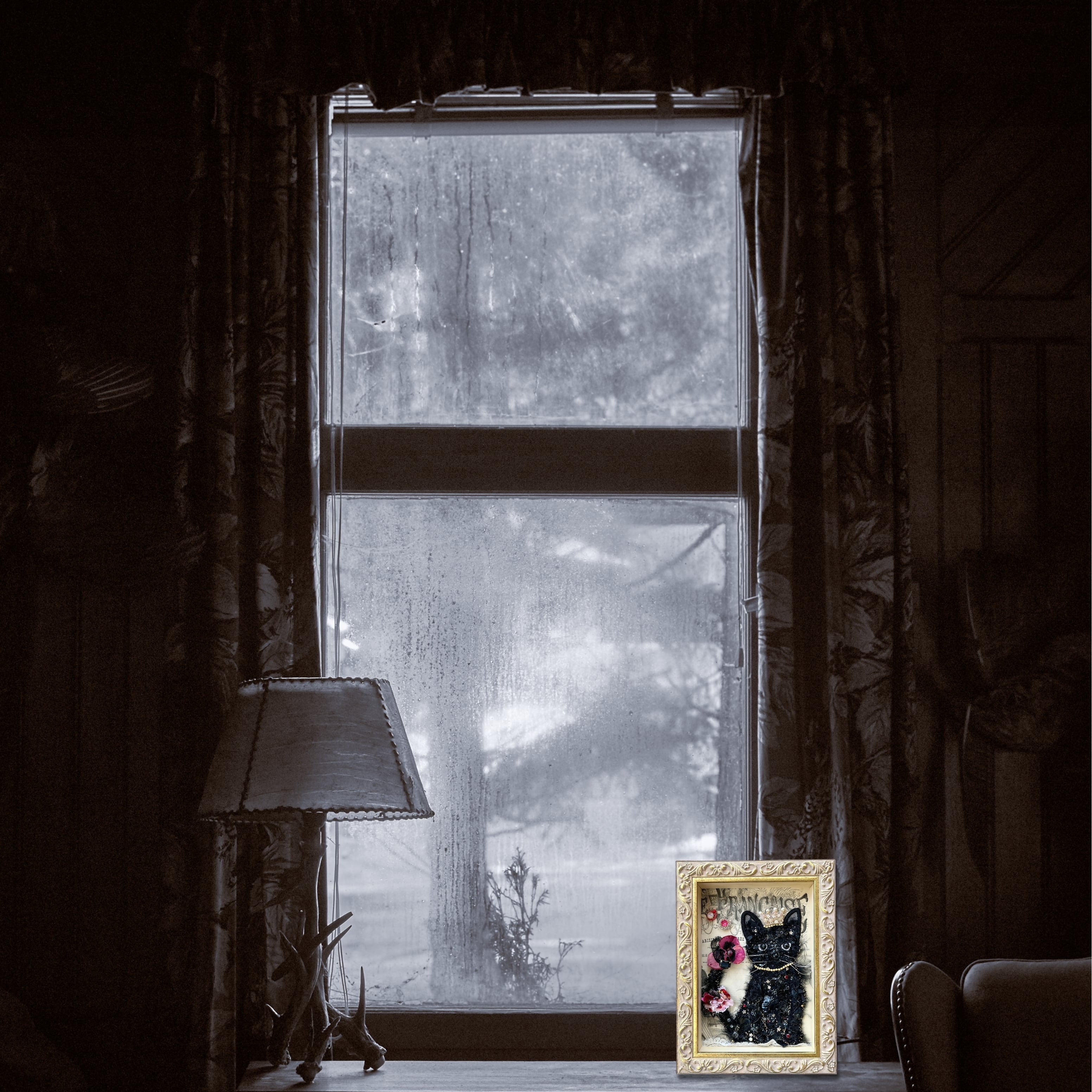 Tournee du Chat Noir 刺繍 額装 刺繍 Charivna Music lesson （ピアノのレッスン）｜ M-353 クロス