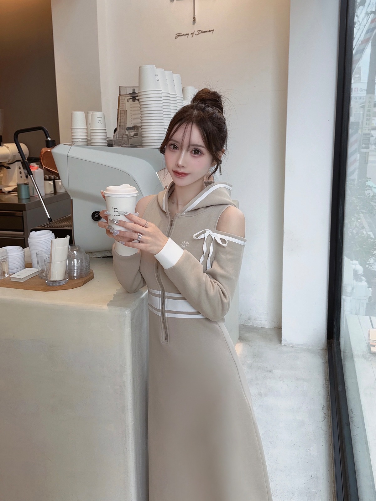 Lumignon original ♥ LL hooded long dress 【ベージュ】 | Lumignon