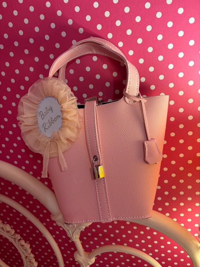 ピンクのロゼット付Bag (260923)