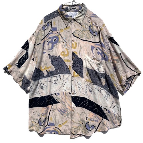 Gooch [GOOUCH] Vintage Art Print S / S Rayon Shirt [1990s] Vintage Rayon Shirt