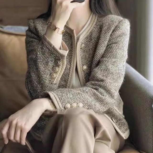 ノーカラー  ツイード ジャケット　 1col 　00014