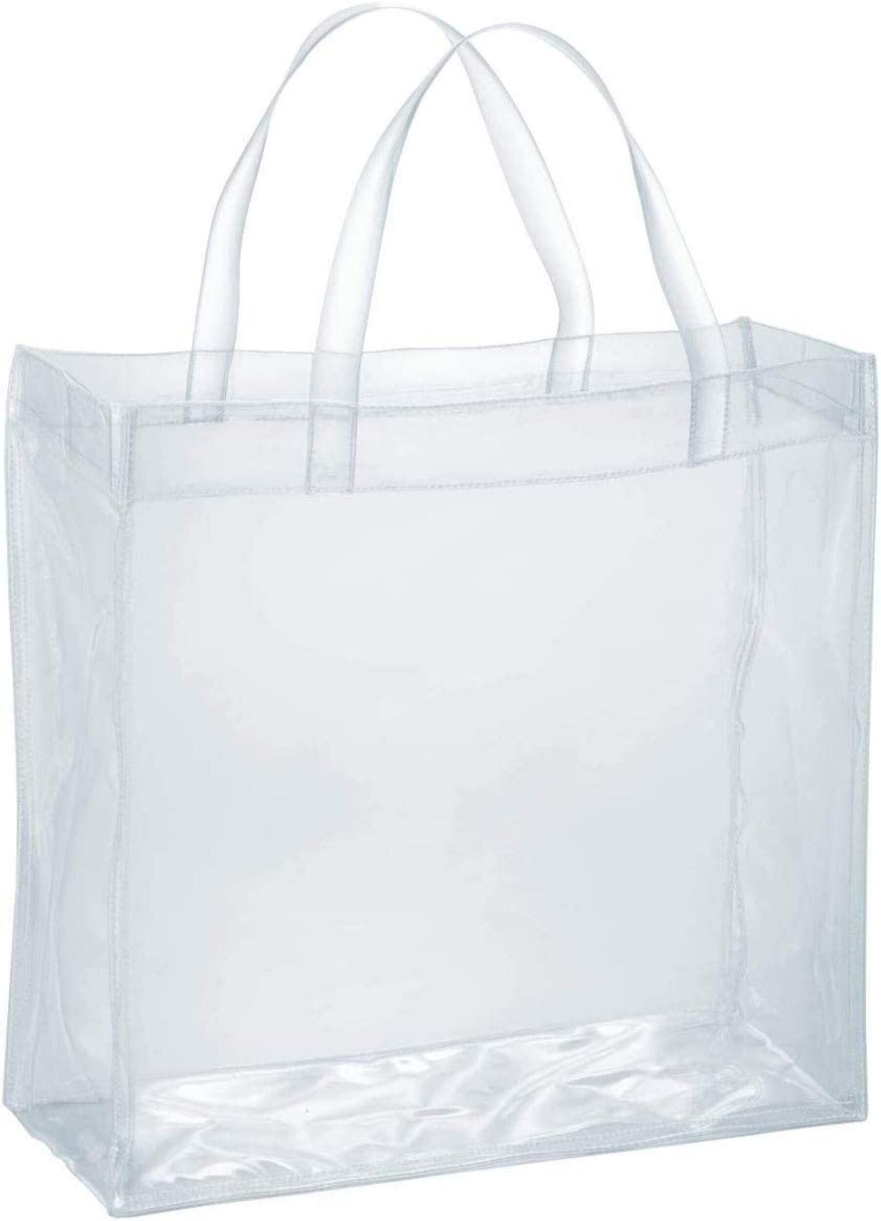 【在庫処分】ビニールバッグ 透明 丈夫 な トート クリア バッグ L スクエア W35×D15×H35cm ( A4入る) MCB-3535