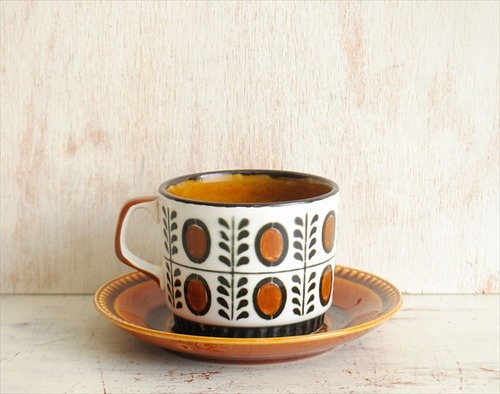 ベルギー製 BOCH ボッホ NOIX カップ&ソーサー ノア ヴィンテージ 磁器 陶器 アンティーク_220117 it1397