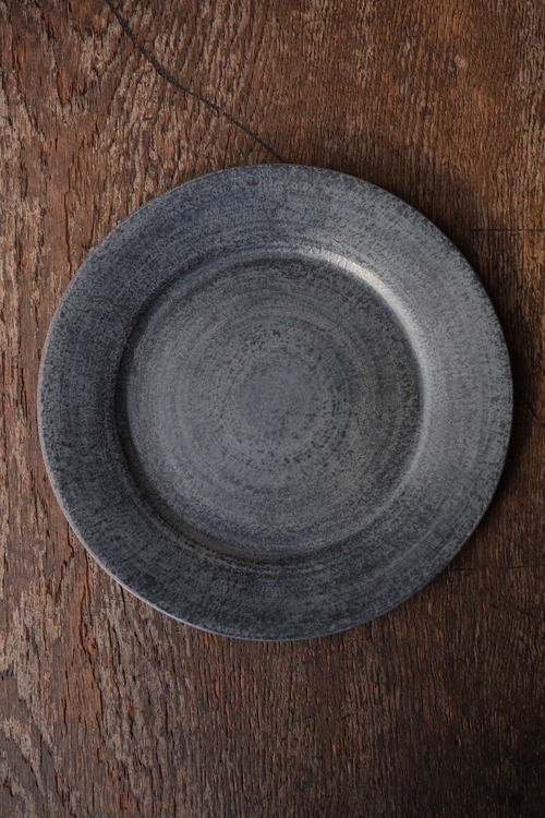 乾漆　丸皿　大　墨白　Handmade Crafts Japan