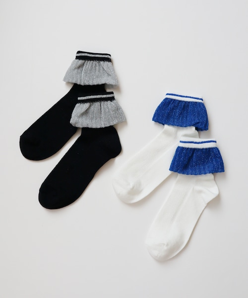 【kivisdou】シャイニーフリルショートソックス 2P set