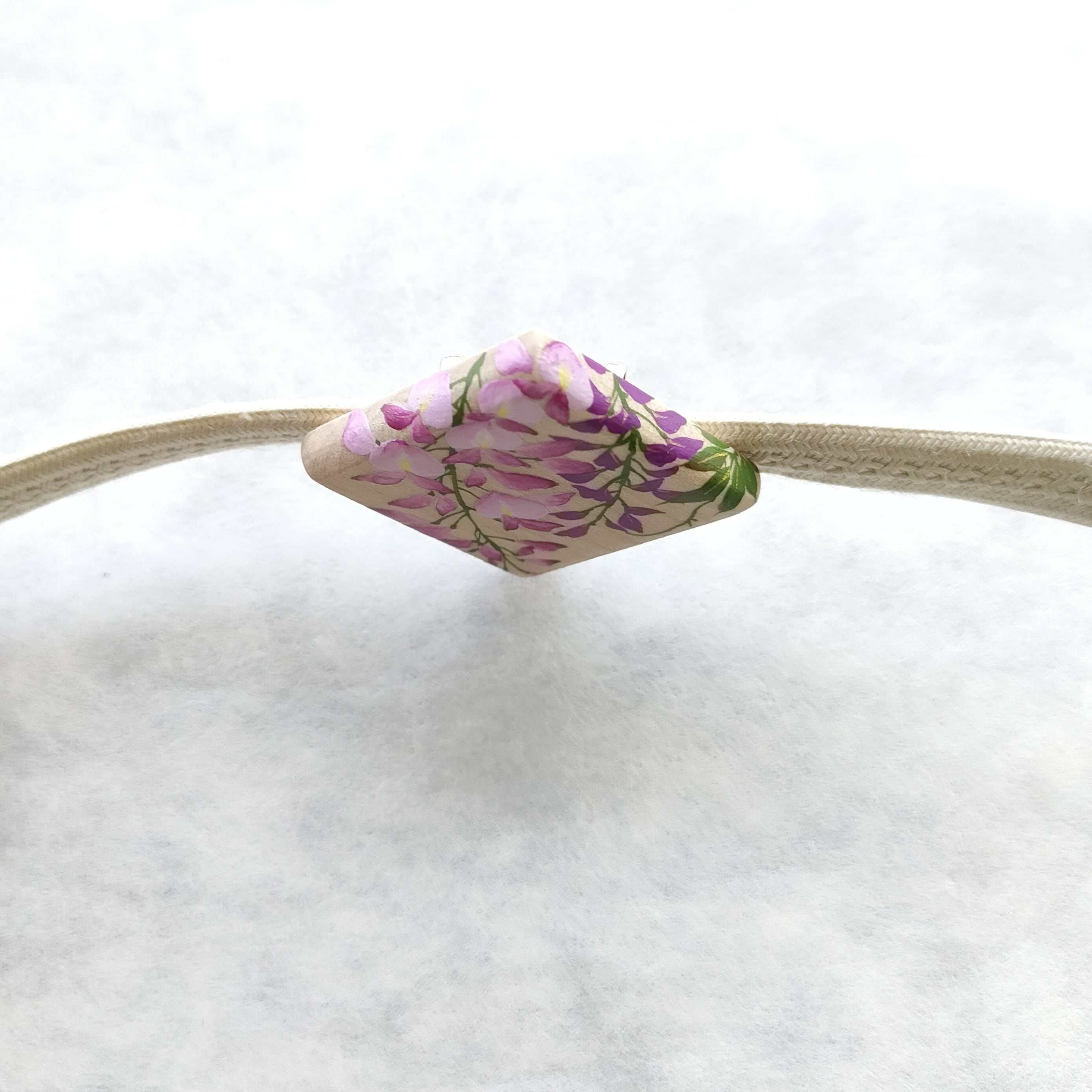藤の花 帯留め 手描き絵付け 木製 着物 浴衣 | 絵付け こあん 藤の花 帯留め 手描き絵付け 木製 着物 浴衣 | 絵付け こあん