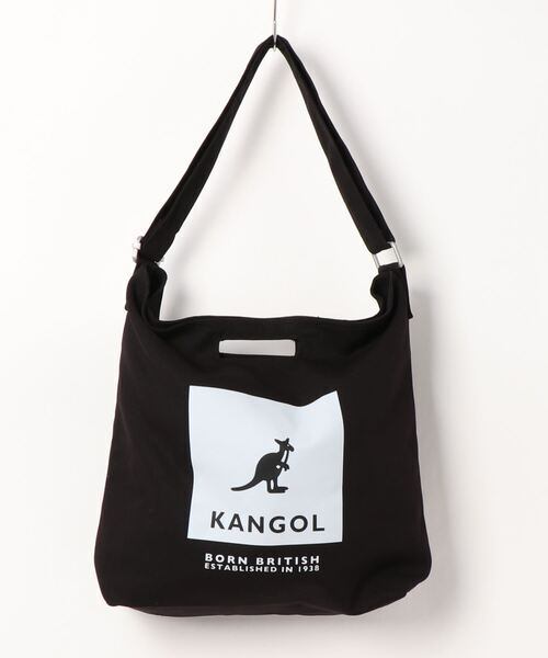 KANGOL (カンゴール) 2WAY ロゴプリント ショルダーバッグ (KGSA-BG00100) ブラック
