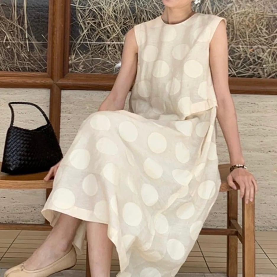 水玉模様のジャカードベストドレス YH9410