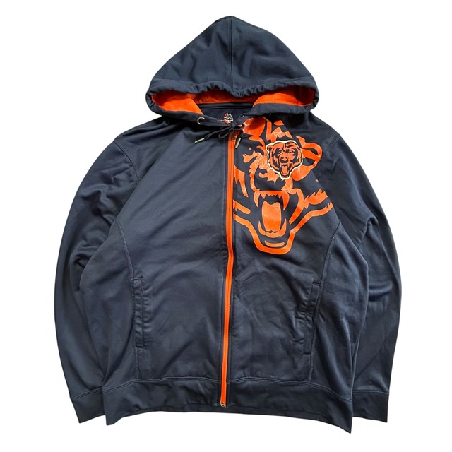 【Majestic】ビッグプリントジップパーカー◎ベアープリント◎ゆるダボ