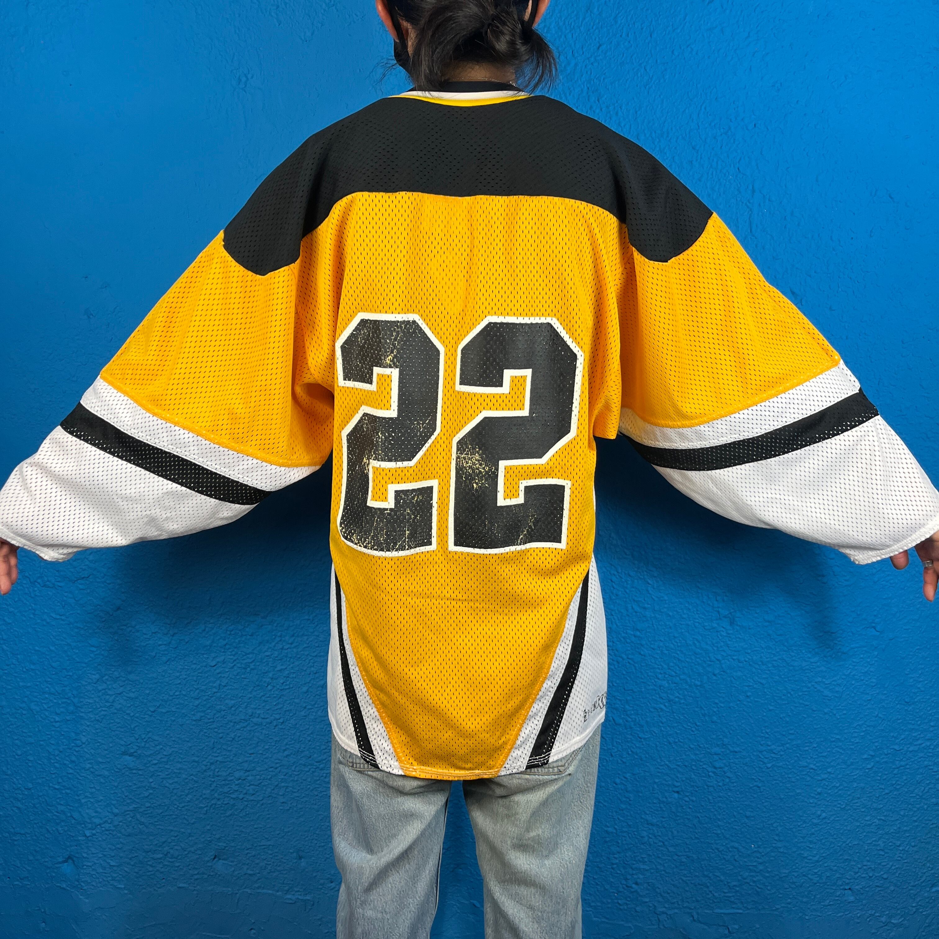 ビンテージゲームシャツ 90s ホッケーシャツ NHL 黄色 ブラウン えんじジャケット/アウター