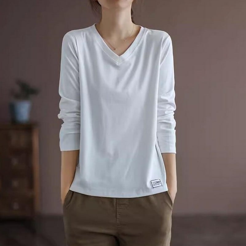 プレーンVネックロンT(5色)10503