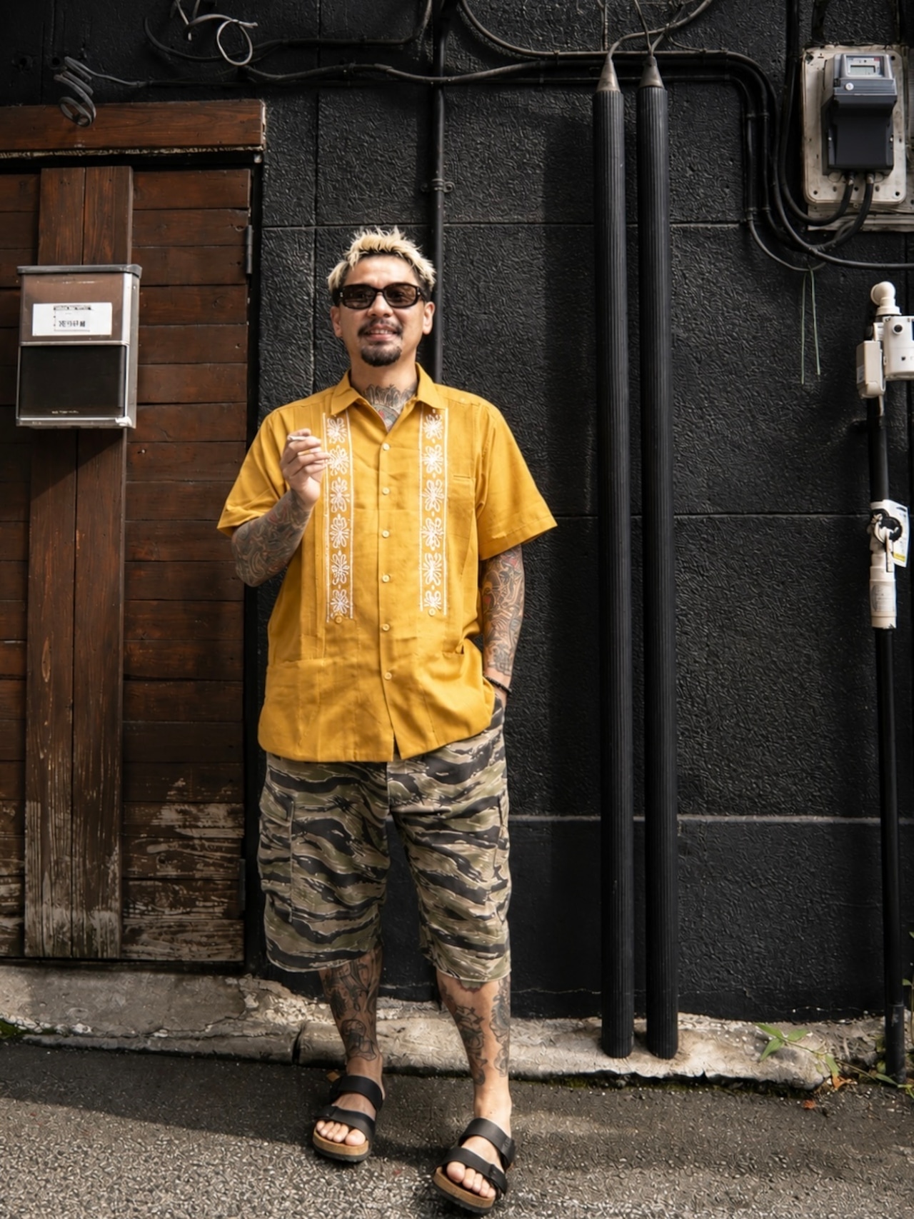 ESTRELLA STANDARD S/S REJILLADA キューバシャツ マスタード