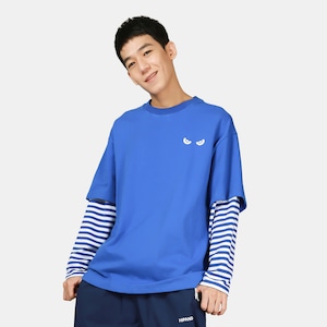 SALE 送料無料【HIPANDA ハイパンダ】メンズ レイヤード ビッグサイズ ロンT MEN'S LAYERED LONG SLEEVED T-SHIRT / BLUE