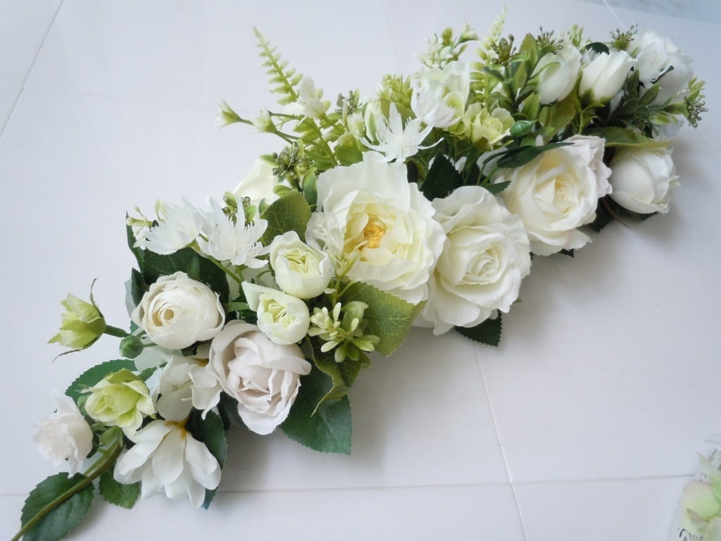 ◇ナチュラル テーブル装花＊ホワイト＆グリーン◇ウエディング受付