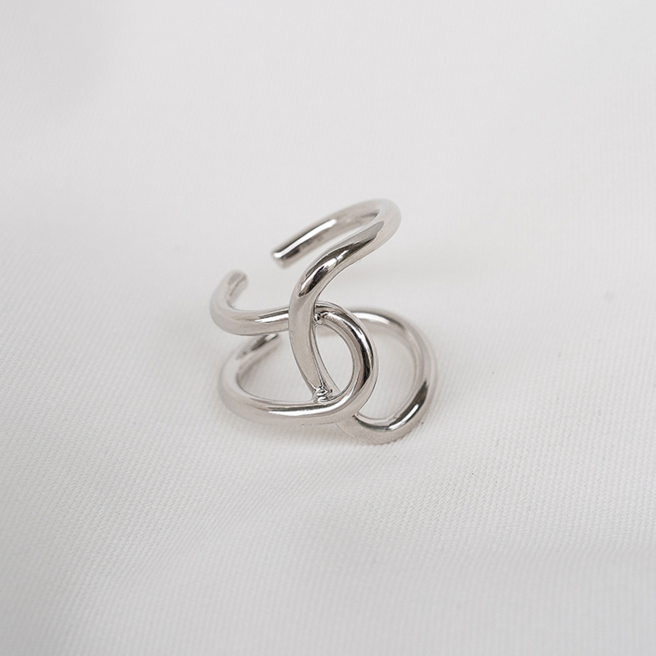 【ネコポス便】ボリューム 変形デザイン ワイド リング 0953