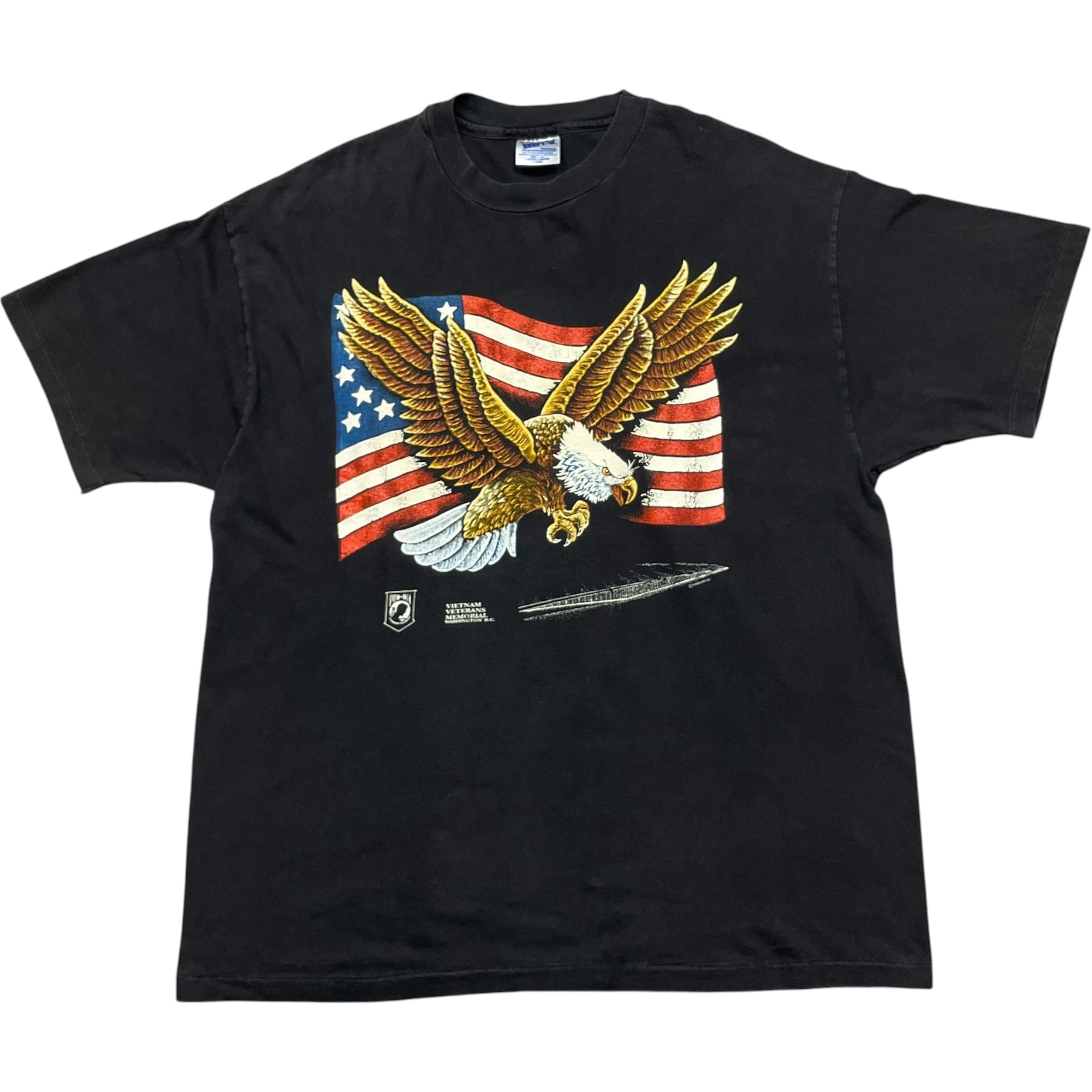 《XL》Hanes ヘインズ Tシャツ シングルステッチ 両面プリント イーグルプリント USA製 90年代 vintage no.10506