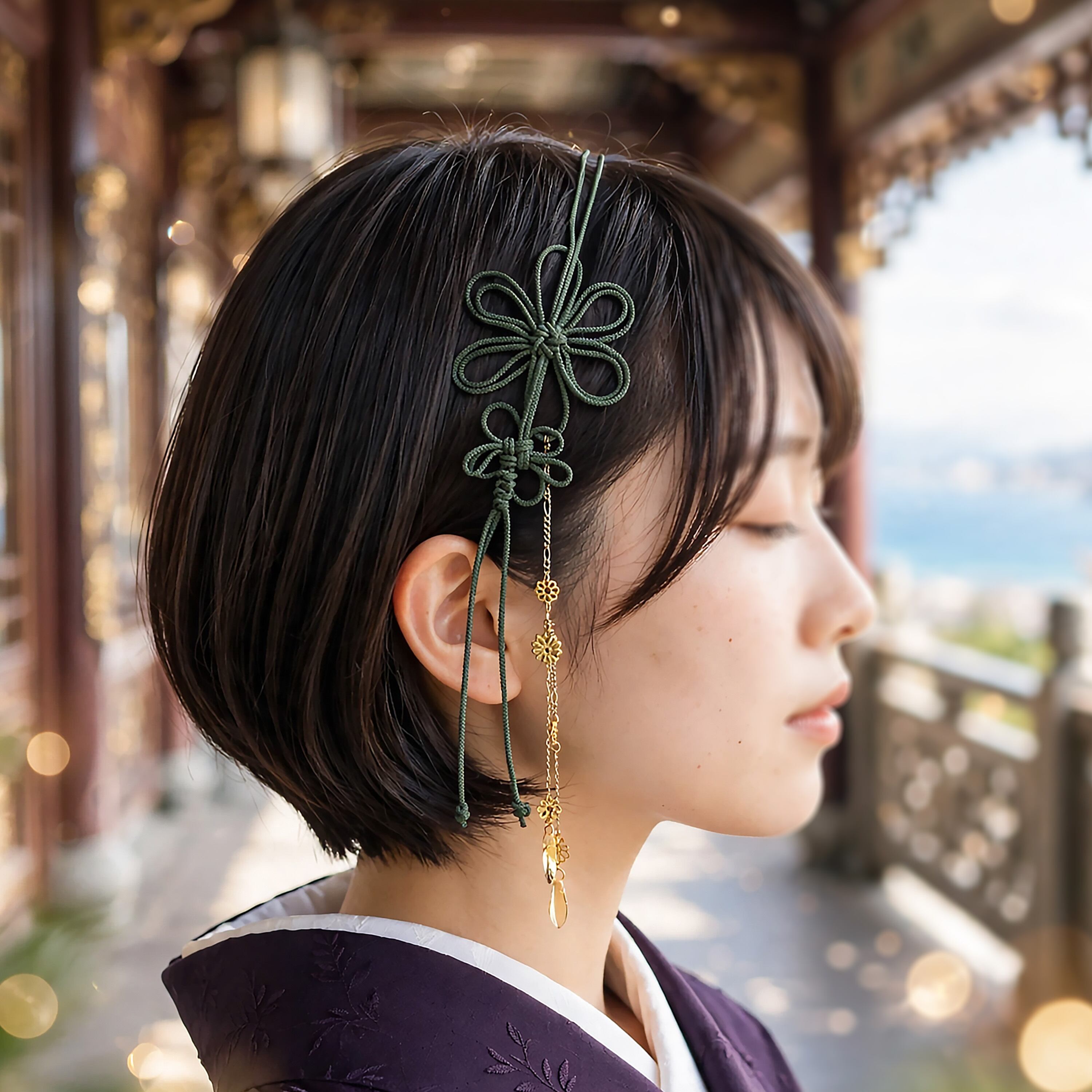 飾り結びカチューム「よびさます花」【軽量・簡単】浴衣や着物、日常使いにも。