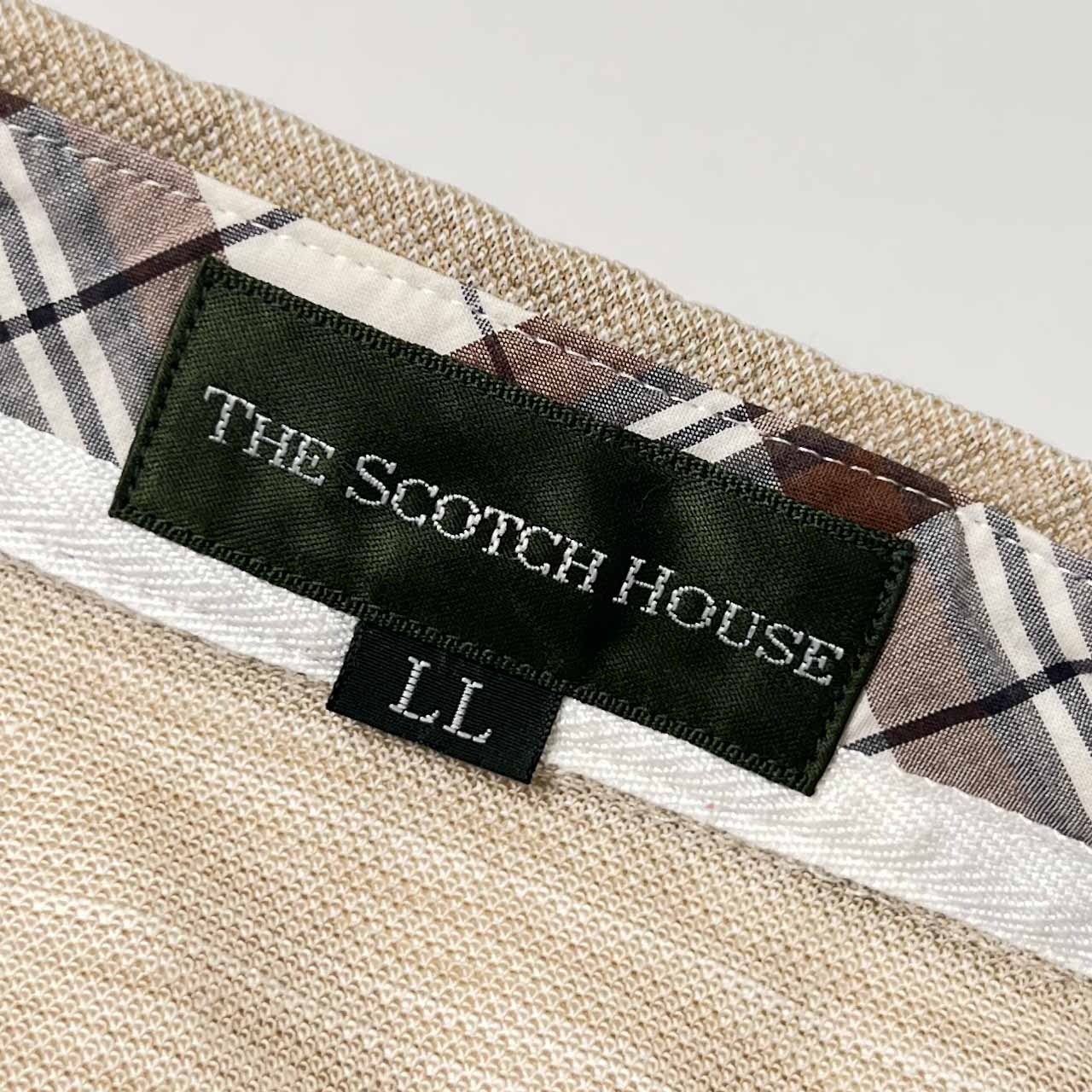 リネン混 THE SCOTCH HOUSE スコッチハウス ポケット 鹿の子 半袖 ポロシャツ LL/ベージュ系 メンズ