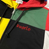 PAGELO パジェロ マルチ パッチワーク デザイン ジップアップ スウェット パーカー サイズ L /メンズ/アンジェロ