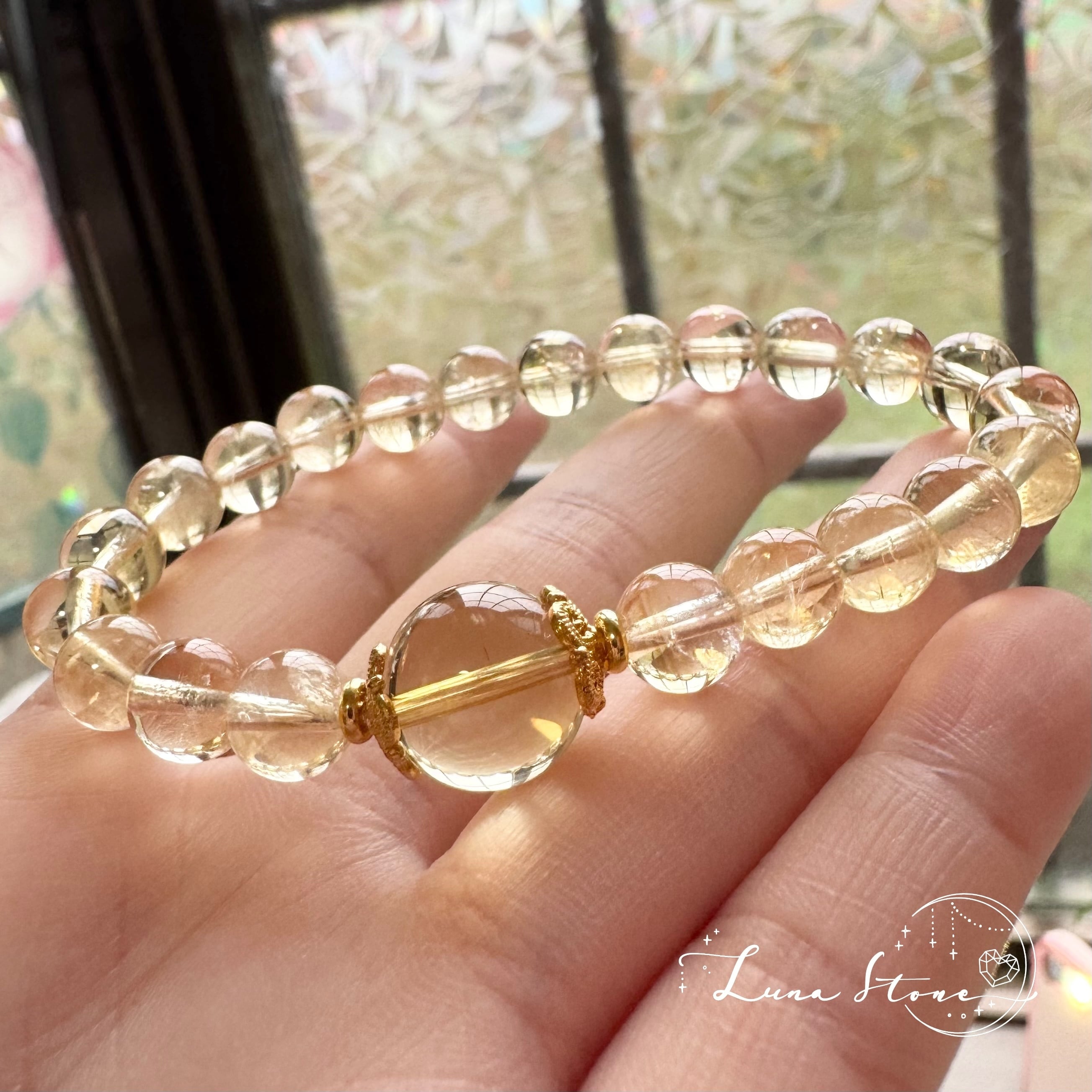 【ブラウンルチル ブラックトルマリンインクォーツ】守護 天然石 ブレスレット ブラウンルチル ブラックトルマリンインクォーツ】守護 天然石