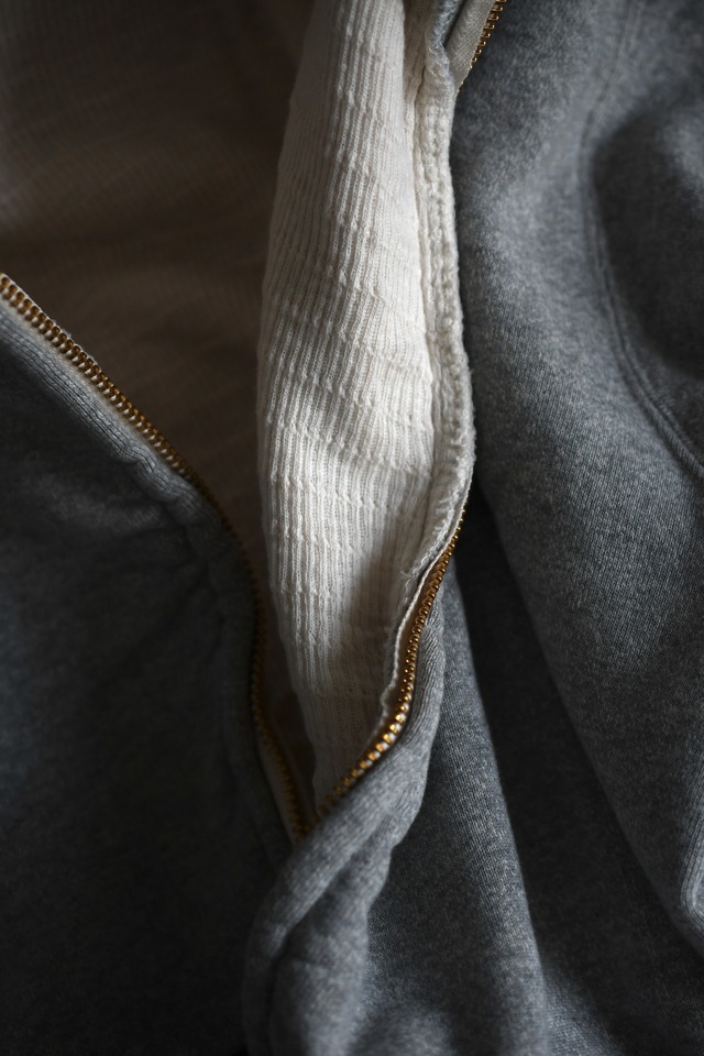 A.PRESSE / Vintage Attached Hood Zip Parka (GRAY×BURGUNDY)