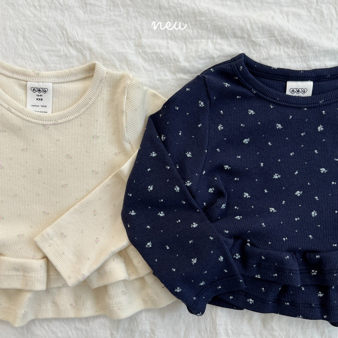 韓国子供服 / 26Autumn / 〖取寄〗neu / フラワーティアードTシャツ / ユニセックス / キッズ服 *XXS~L*