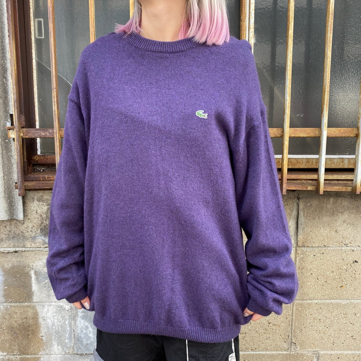 Devanlay社製 Lacoste ラコステ ウールニットセーター メンズl相当 古着 紫 パープル クルーネック ニットセーター Cs2212 a Cave 古着屋 公式 古着通販サイト