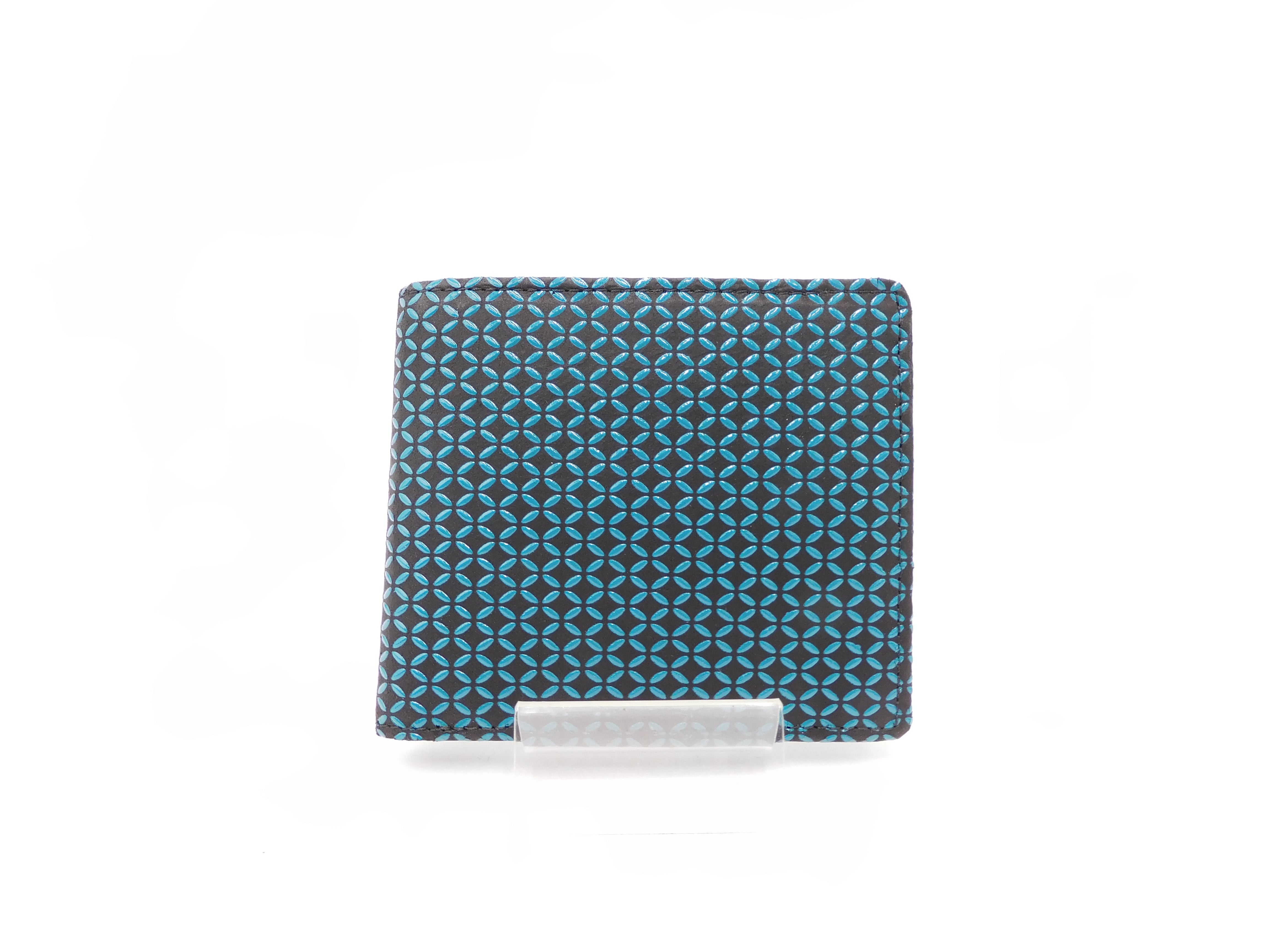 札入(小銭付) 黒/青 七宝つなぎ柄