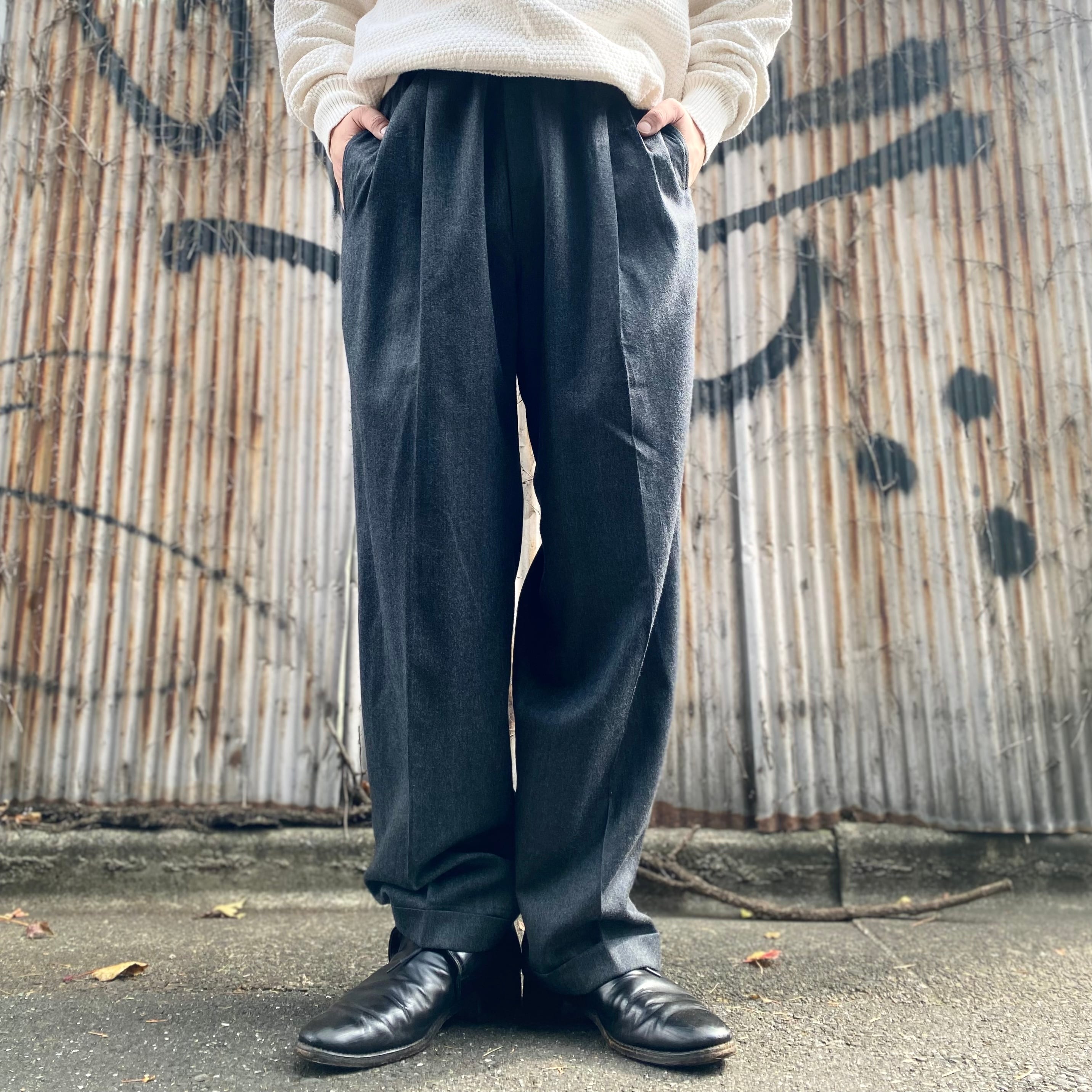 【vintage】Pierre CARDIN ツータック ウール スラックス